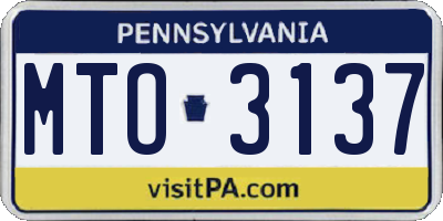 PA license plate MTO3137