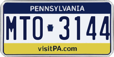 PA license plate MTO3144