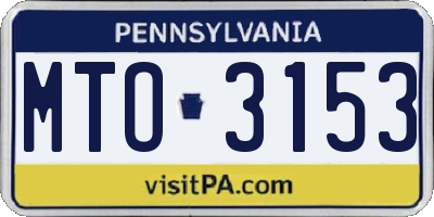 PA license plate MTO3153