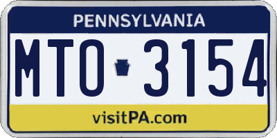 PA license plate MTO3154