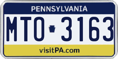 PA license plate MTO3163