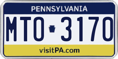 PA license plate MTO3170