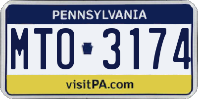 PA license plate MTO3174