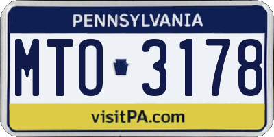 PA license plate MTO3178