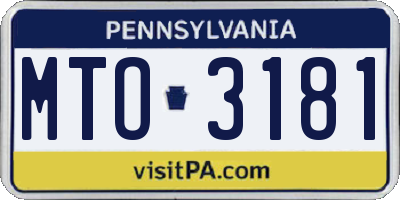 PA license plate MTO3181
