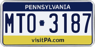 PA license plate MTO3187