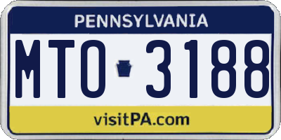 PA license plate MTO3188