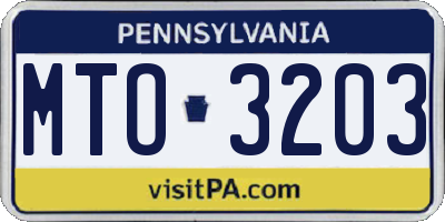 PA license plate MTO3203