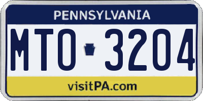 PA license plate MTO3204