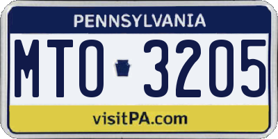 PA license plate MTO3205