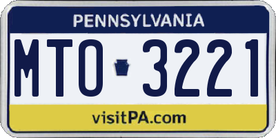 PA license plate MTO3221