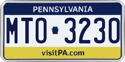 PA license plate MTO3230