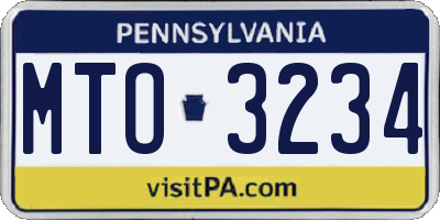 PA license plate MTO3234