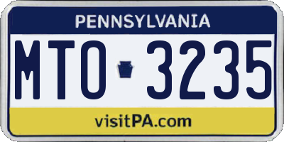 PA license plate MTO3235