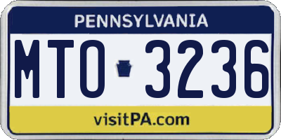 PA license plate MTO3236