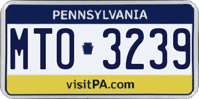 PA license plate MTO3239
