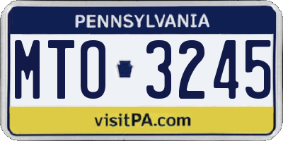 PA license plate MTO3245