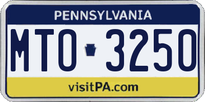 PA license plate MTO3250