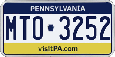 PA license plate MTO3252