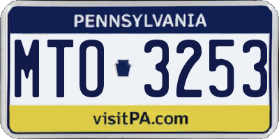 PA license plate MTO3253
