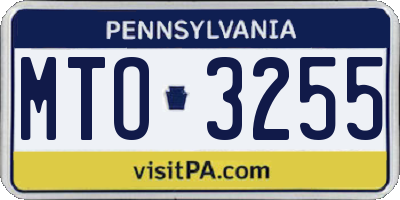 PA license plate MTO3255