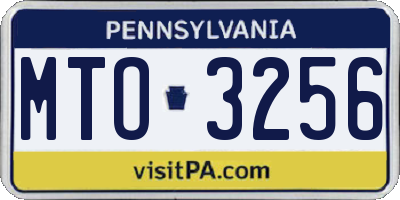 PA license plate MTO3256