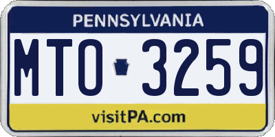 PA license plate MTO3259