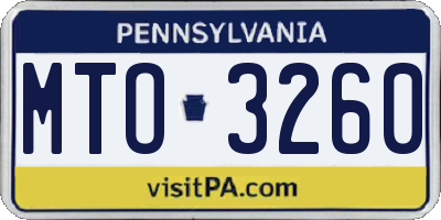 PA license plate MTO3260