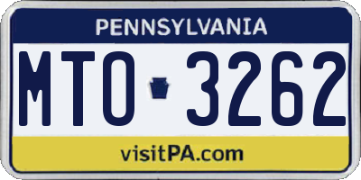 PA license plate MTO3262