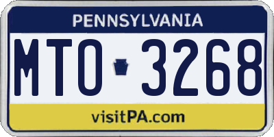 PA license plate MTO3268