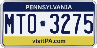 PA license plate MTO3275