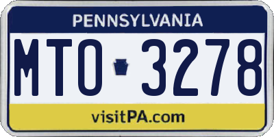 PA license plate MTO3278