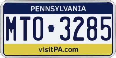 PA license plate MTO3285
