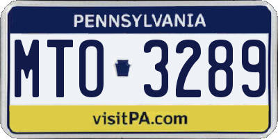 PA license plate MTO3289
