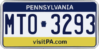 PA license plate MTO3293