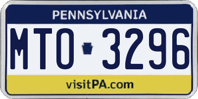 PA license plate MTO3296