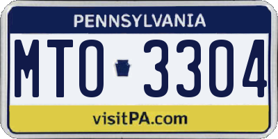 PA license plate MTO3304