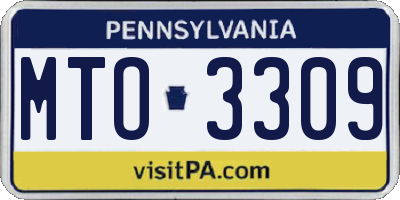 PA license plate MTO3309