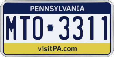 PA license plate MTO3311