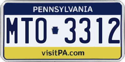 PA license plate MTO3312