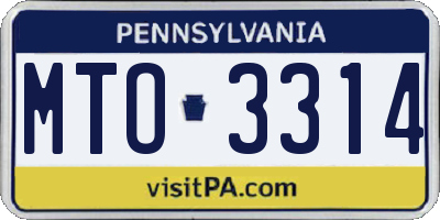 PA license plate MTO3314