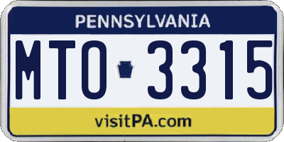 PA license plate MTO3315