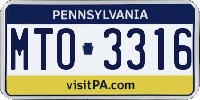 PA license plate MTO3316