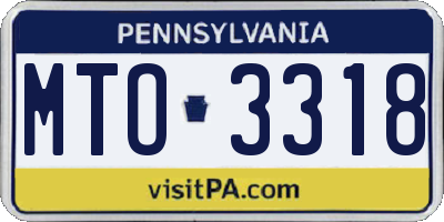 PA license plate MTO3318