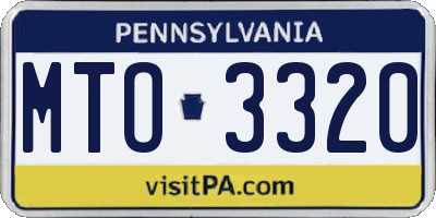 PA license plate MTO3320