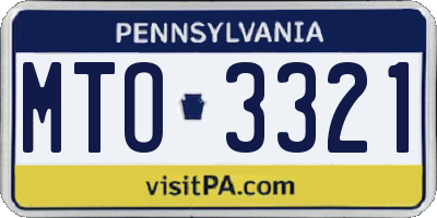 PA license plate MTO3321