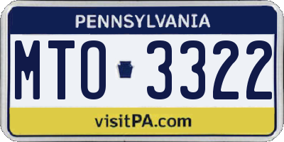 PA license plate MTO3322