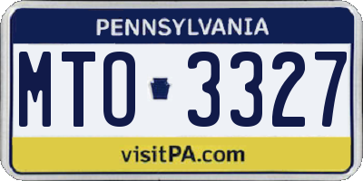 PA license plate MTO3327