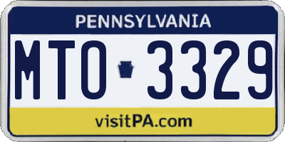 PA license plate MTO3329