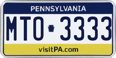 PA license plate MTO3333